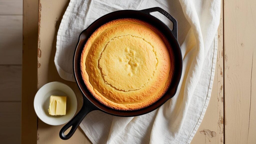 Southern cornbread recipe baked in a cast-iron skillet