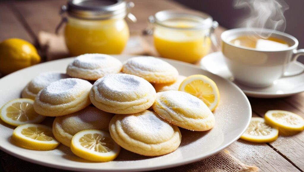 Freshly baked lemon cookies with lemon zest.